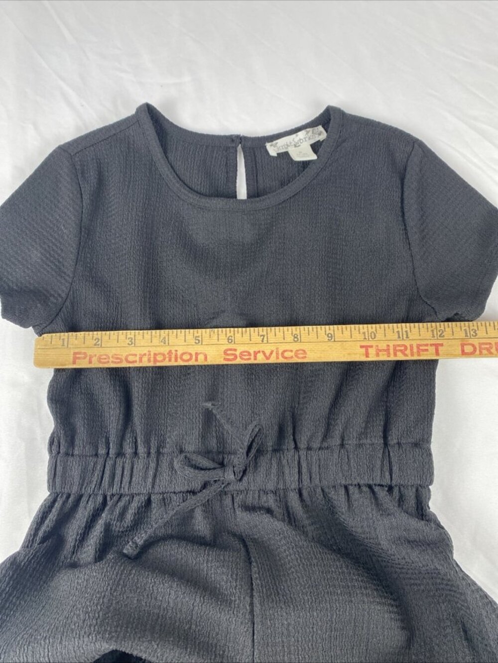 Knit Works Girls Short Sleeve Small 7-8 Black Waffle Jumpsuit Round Neckline - Picture 15 of 16
